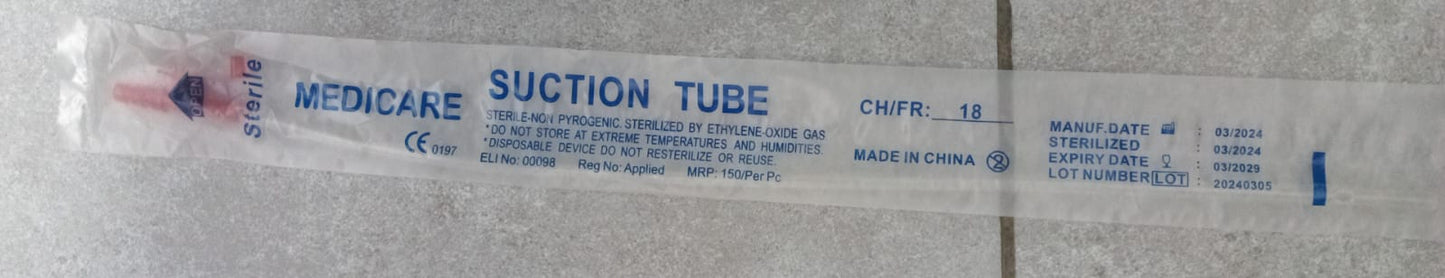 Medicare suction tube 18 FR