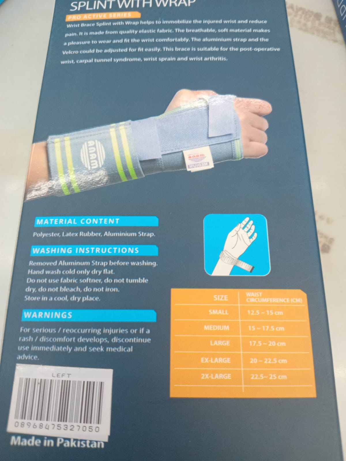 Mana Wrist Brace Splint With Wrap